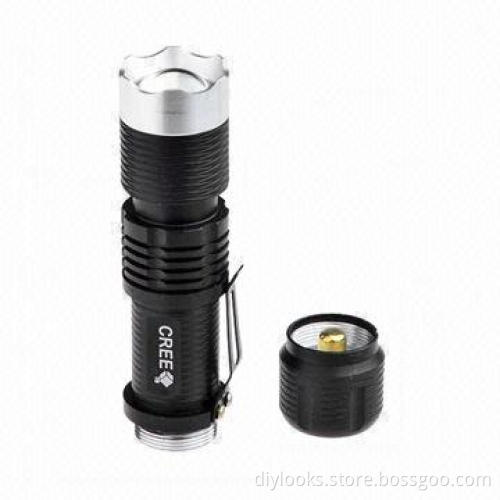 Portable KX-FC55 CREE Q5 3-Mode 170LM Convex Lens LED Flashlight with Clip